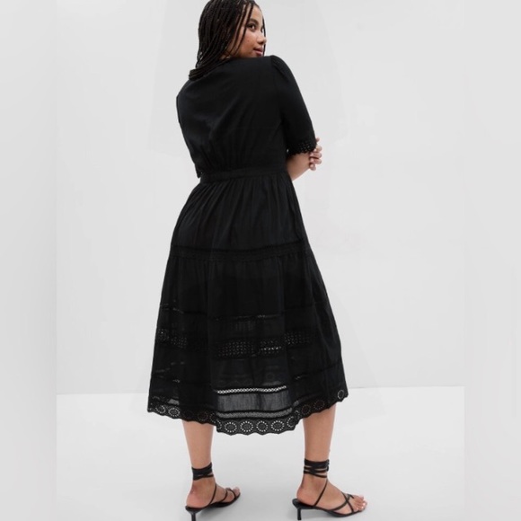 NWT! GAP Black Lace Button-Front Women's Midi Dress - Picture 2 of 6